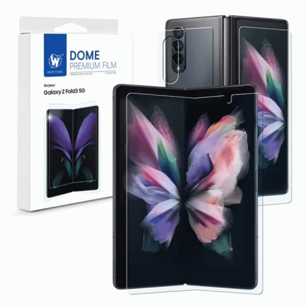 Whitestone Dome Premium Film Samsung Galaxy Z Fold 3 Screen Protector[3PCS Set Anti-Shock, HD Clear, Self Healing EPU Film