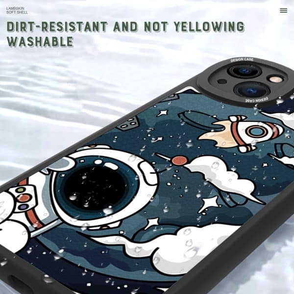 Jizetin for iPhone 7 Plus 8 Plus Back Cover Cloud Astronaut Lambskin Texture PU Leather Back For Girls Boys Soft Phone Case - Image 4