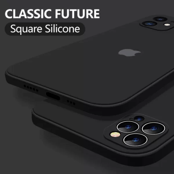 For iPhone 14 Pro Max 13 Pro 11 7 8 Plus XR Straight Frame Camera Protection Silicone Microfiber Cloth Phone Case Cover with Full Logo for iPhone 14 Plus XS Max 12 Pro 6 6s 11 Pro Max - Image 6