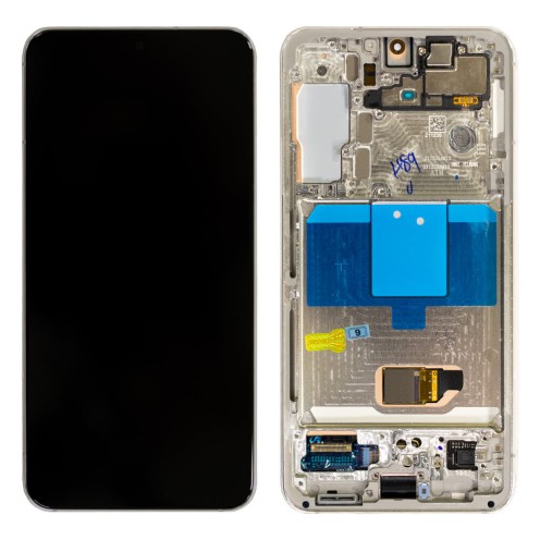 Genuine Samsung Galaxy S22 - SM-S901 - Screen Assembly With Frame - Phantom White - GH82-27521B