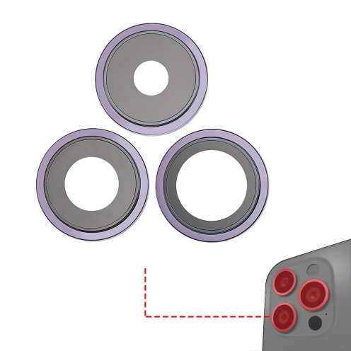 For iPhone 14 Pro - 14 Pro Max - Rear Camera Lens Set With Bracket & Bezel - Deep Purple