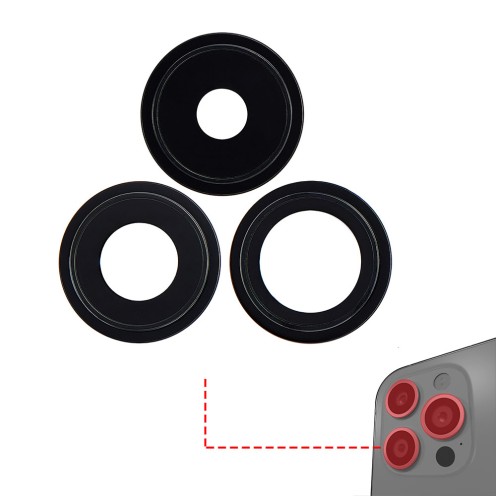 For iPhone 14 Pro - 14 Pro Max - Rear Camera Lens Set With Bracket & Bezel - Space Black