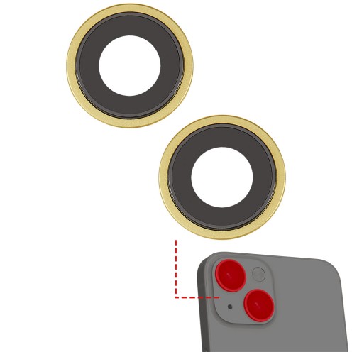 For iPhone 14 - iPhone 14 Plus - Rear Camera Lens With Bracket & Bezel - Yellow - 2 Piece Set