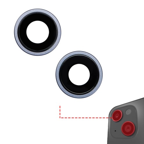 For iPhone 14 - iPhone 14 Plus - Rear Camera Lens With Bracket & Bezel - Blue - 2 Piece Set