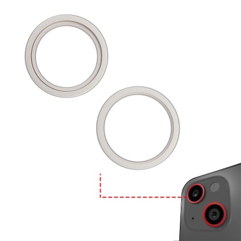 For iPhone 14 - iPhone 14 Plus - Rear Camera Lens Bezel Only - Starlight - 2 Piece Set