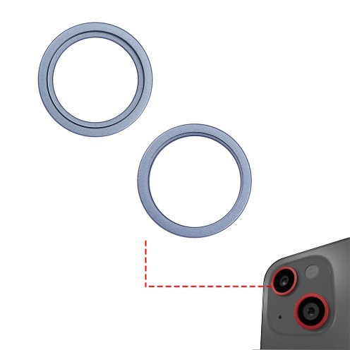 For iPhone 14 - iPhone 14 Plus - Rear Camera Lens Bezel Only - Blue - 2 Piece Set
