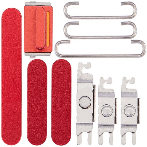 For iPhone 14 - iPhone 14 Plus - Hard Power Volume and Mute Switch Button Set - Red