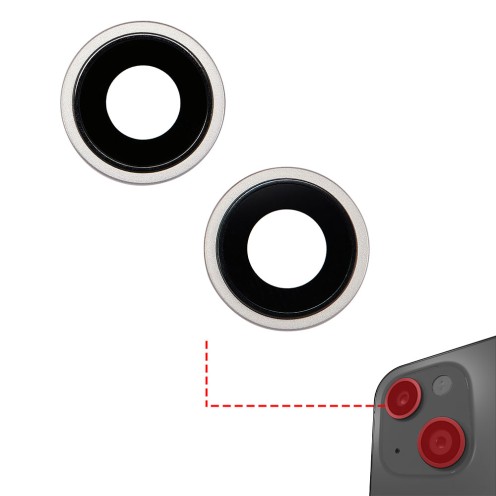 For iPhone 14 - iPhone 14 Plus - Rear Camera Lens With Bracket & Bezel - Starlight - 2 Piece Set