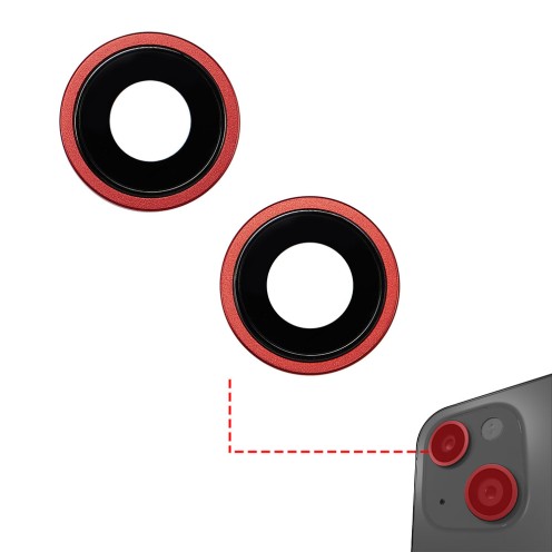 For iPhone 14 - iPhone 14 Plus - Rear Camera Lens With Bracket & Bezel - Red - 2 Piece Set