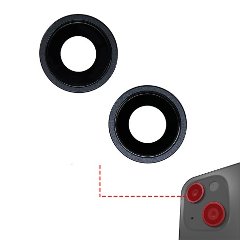 For iPhone 14 - iPhone 14 Plus - Rear Camera Lens With Bracket & Bezel - Midnight - 2 Piece Set