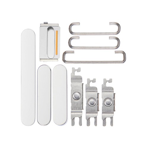 For iPhone 14 Pro - 14 Pro Max - Hard Power Volume and Mute Switch Button Set - Silver