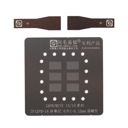 Amaoe Screen IC Reball Stencil With Magnetic Base - iPhone 12 Mini - 12 Pro Max - 13 Series - 14 Series