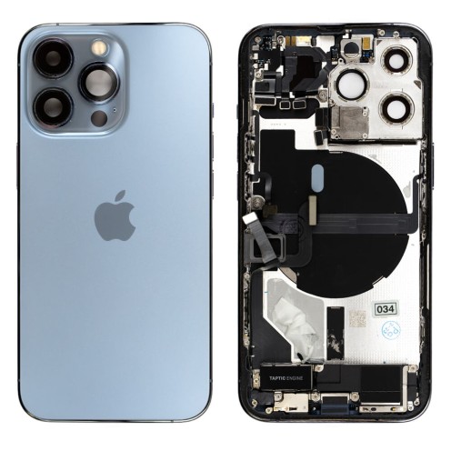 Genuine iPhone 13 Pro - Rear Housing Assembly With Parts - Sierra Blue - Original Pulled - Grade A - CE Mark