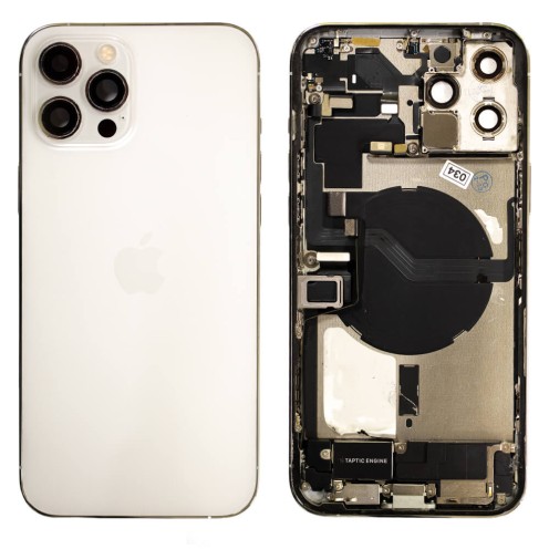 Genuine iPhone 12 Pro Max - Rear Housing Assembly With Parts - Silver - Original Pulled - Grade A - CE Mark