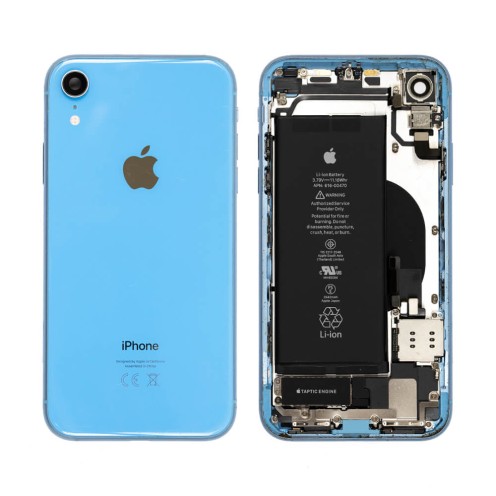 Genuine iPhone XR - Rear Housing Assembly With Parts & Battery - Blue - Original Pulled - Grade B - CE Mark
