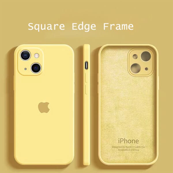 For iPhone 14 Pro Max 13 Pro 11 7 8 Plus XR Straight Frame Camera Protection Silicone Microfiber Cloth Phone Case Cover with Full Logo for iPhone 14 Plus XS Max 12 Pro 6 6s 11 Pro Max