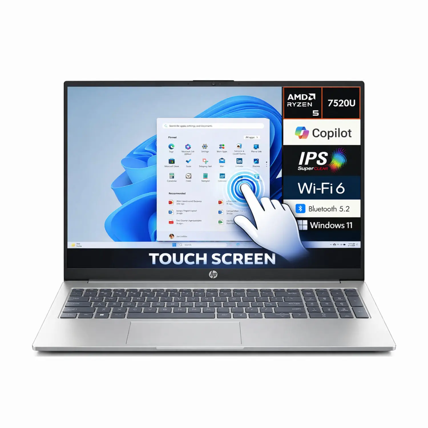 S600963315_1.webp HP (2022) Laptop – AMD Ryzen 5-7520U / 15.6inch FHD / 512GB SSD / 8GB RAM / Shared AMD Radeon Graphics / Windows 11 Home / English Keyboard / Natural Silver - Image 1